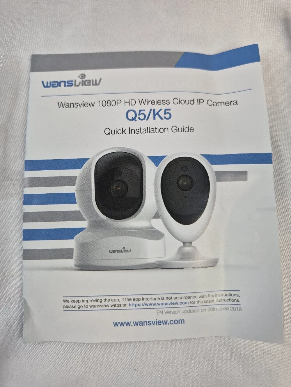 Wansview Q5 1080P Wireless Cloud PTZ IP Security Camera WiFi w/ Box Accessories